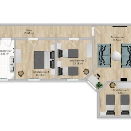 Appartement Stilvolle Xxl-ferienwohnung Fuer 9 Gaeste-148qm,4 Schlafzimmer,2 Parkplaetze